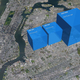 These cubes positioned over Manhattan represent the ice lost over time from the Getz region as described in the study, and clearly show that ice loss is increasing.
